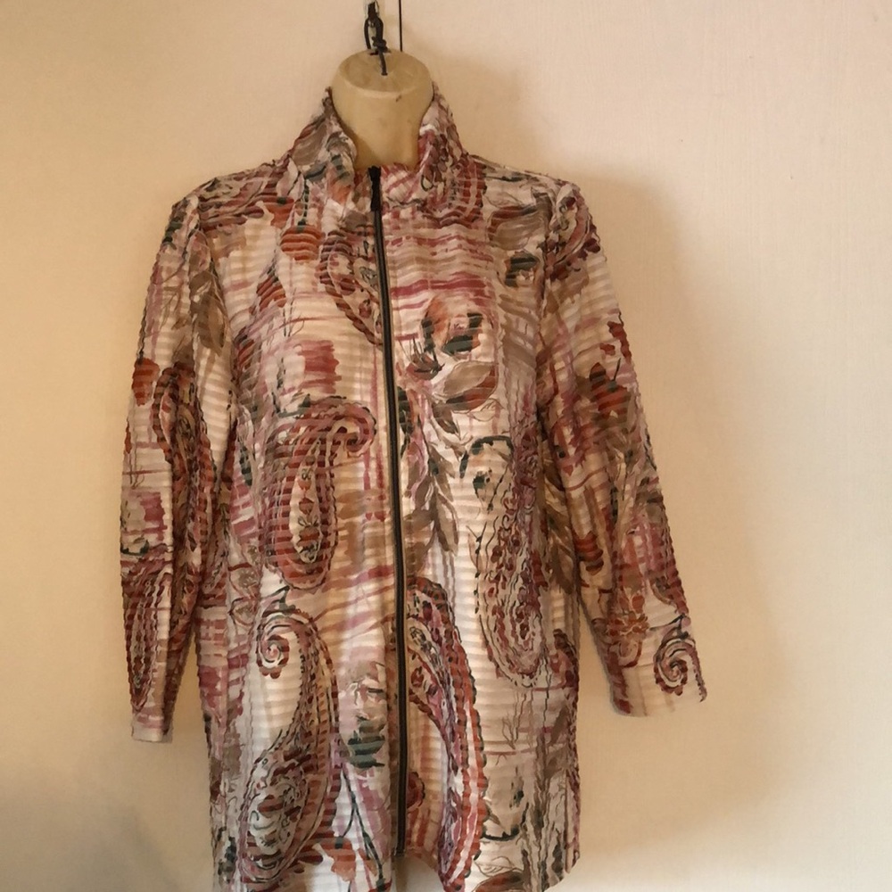 Woman’s multiples zip up stretchy floral jacket top
